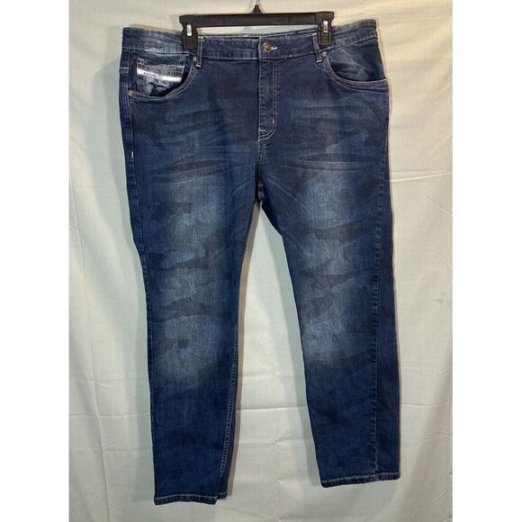 Ecko Unltd Men's 40x29 Skinny Fit Camo Print‎ Dark Wash Stretch Jeans Denim - Picture 1 of 16